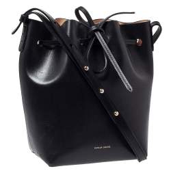 Mansur Gavriel Black Leather Drawstring Bucket Bag 