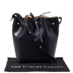 Mansur Gavriel Black Leather Drawstring Bucket Bag 