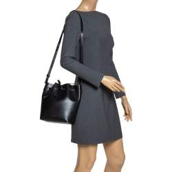 Mansur Gavriel Black Leather Drawstring Bucket Bag 