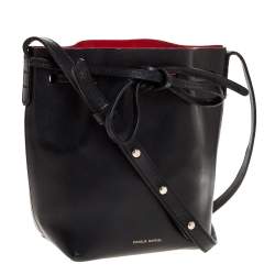 Pre Owned Mansur Gavriel Black Leather Mini Bucket Bag