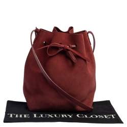 Pre Owned Mansur Gavriel Maroon Nubuck Leather Large Bucket Bag