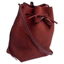 Pre Owned Mansur Gavriel Maroon Nubuck Leather Large Bucket Bag