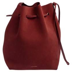 Pre Owned Mansur Gavriel Maroon Nubuck Leather Large Bucket Bag