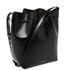 Pre Owned Mansur Gavriel Black Leather Large Bucket Bag