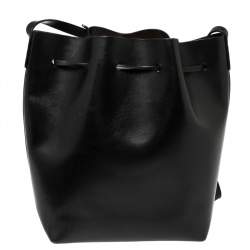 Pre Owned Mansur Gavriel Black Leather Large Bucket Bag