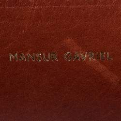 Pre Owned Mansur Gavriel Pink/Brown Canvas And Leather Large Bucket Bag