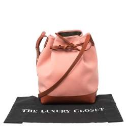 Pre Owned Mansur Gavriel Pink/Brown Canvas And Leather Large Bucket Bag
