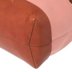 Pre Owned Mansur Gavriel Pink/Brown Canvas And Leather Large Bucket Bag