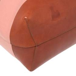 Pre Owned Mansur Gavriel Pink/Brown Canvas And Leather Large Bucket Bag