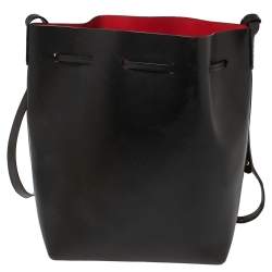 Mansur Gavriel Black Leather Drawstring Bucket Bag
