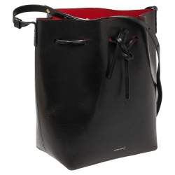 Mansur Gavriel Black Leather Drawstring Bucket Bag
