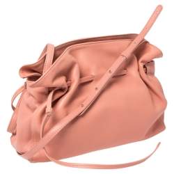 Mansur Gavriel Salmon Pink Leather Protea Drawstring Shoulder Bag