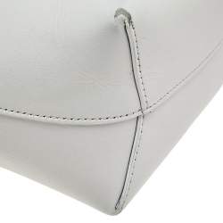 Pre Owned Mansur Gavriel White Leather Mini Drawstring Crossbody Bag