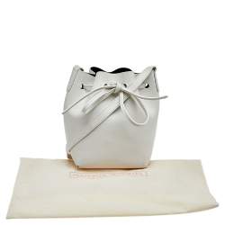 Pre Owned Mansur Gavriel White Leather Mini Drawstring Crossbody Bag