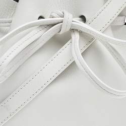 Pre Owned Mansur Gavriel White Leather Mini Drawstring Crossbody Bag