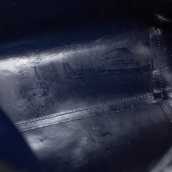 Pre Owned Mansur Gavriel Navy Blue Leather Drawstring Bucket Bag