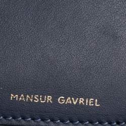 Pre Owned Mansur Gavriel Navy Blue Leather Drawstring Bucket Bag