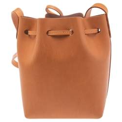 Pre Owned Mansur Gavriel Light Orange Leather Mini Bucket Bag