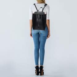 Mansur Gavriel Black Leather Drawstring Backpack