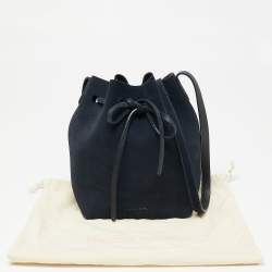 Pre Owned Mansur Gavriel Navy Blue Suede and Leather Mini Bucket Bag
