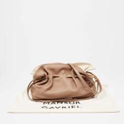 Pre Owned Mansur Gavriel Light Brown Leather Protea Drawstring Shoulder Bag