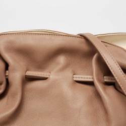 Pre Owned Mansur Gavriel Light Brown Leather Protea Drawstring Shoulder Bag