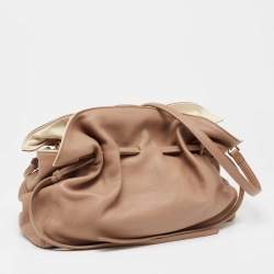 Pre Owned Mansur Gavriel Light Brown Leather Protea Drawstring Shoulder Bag