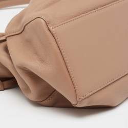 Pre Owned Mansur Gavriel Light Brown Leather Protea Drawstring Shoulder Bag