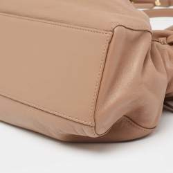 Pre Owned Mansur Gavriel Light Brown Leather Protea Drawstring Shoulder Bag