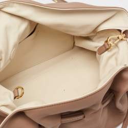 Pre Owned Mansur Gavriel Light Brown Leather Protea Drawstring Shoulder Bag