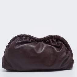 Pre Owned Mansur Gavriel Plum Leather Cloud Clutch 