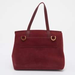 Mansur Gavriel Burgundy Suede Lady Top Handle Bag