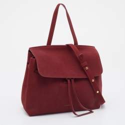 Mansur Gavriel Burgundy Suede Lady Top Handle Bag