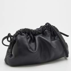 Pre Owned Mansur Gavriel Black Gathered Leather Mini Cloud Clutch Bag