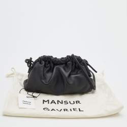Pre Owned Mansur Gavriel Black Gathered Leather Mini Cloud Clutch Bag