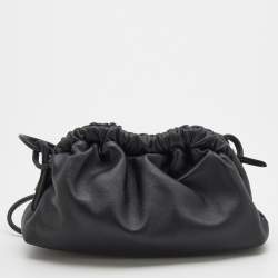 Pre Owned Mansur Gavriel Black Gathered Leather Mini Cloud Clutch Bag