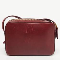 Pre Owned Mansur Gavriel Burgundy Leather Crossbody Bag