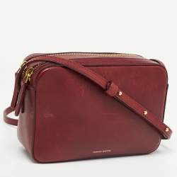 Pre Owned Mansur Gavriel Burgundy Leather Crossbody Bag