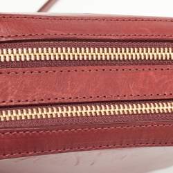 Pre Owned Mansur Gavriel Burgundy Leather Crossbody Bag