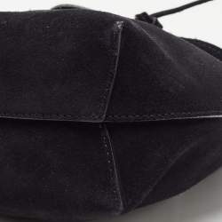 Mansur Gavriel Black Suede and Leather Bucket Drawstring Bag