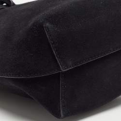 Mansur Gavriel Black Suede and Leather Bucket Drawstring Bag