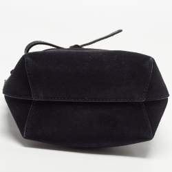 Mansur Gavriel Black Suede and Leather Bucket Drawstring Bag