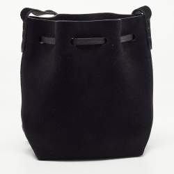 Mansur Gavriel Black Suede and Leather Bucket Drawstring Bag