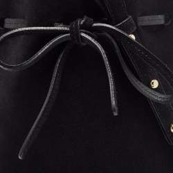 Mansur Gavriel Black Suede and Leather Bucket Drawstring Bag