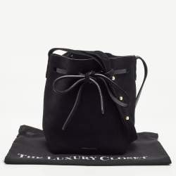 Mansur Gavriel Black Suede and Leather Bucket Drawstring Bag