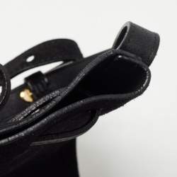 Mansur Gavriel Black Suede and Leather Bucket Drawstring Bag