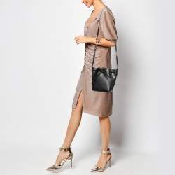 Mansur Gavriel Black Leather Bucket Drawstring Bag