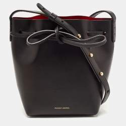 Mansur Gavriel Black Leather Bucket Drawstring Bag