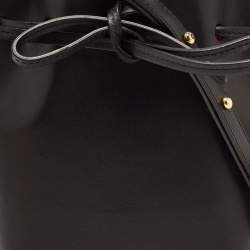 Mansur Gavriel Black Leather Bucket Drawstring Bag