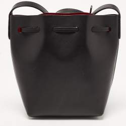 Mansur Gavriel Black Leather Bucket Drawstring Bag